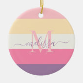 Pastel Roze Wit Geel Paarse Kleur Blok Keramisch Ornament (Voorkant)