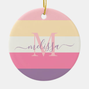 Pastel Roze Wit Geel Paarse Kleur Blok Keramisch Ornament