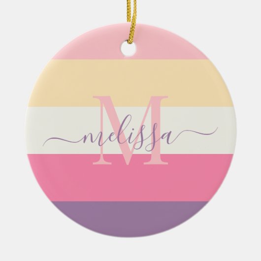 Pastel Roze Wit Geel Paarse Kleur Blok Keramisch Ornament (Voorkant)