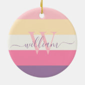 Pastel Roze Wit Geel Paarse Kleur Blok Keramisch Ornament (Achterkant)