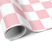 Pastel Roze Wit Geruit Dambord Patroon Cadeaupapier (Rol Hoek)