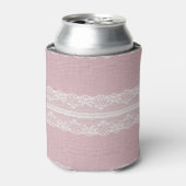 Pastel Roze Wit Kant Textuur Blikjeskoeler (Blikje Voorkant)