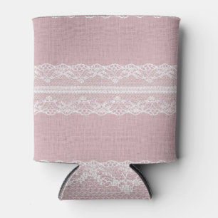 Pastel Roze Wit Kant Textuur Blikjeskoeler