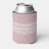 Pastel Roze Wit Kant Textuur Blikjeskoeler (Blikje Achterkant)