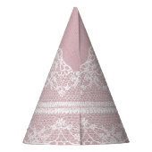 Pastel Roze Wit Kant Textuur Feesthoedjes (Achterkant)