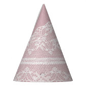 Pastel Roze Wit Kant Textuur Feesthoedjes (Links)