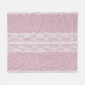 Pastel Roze Wit Kant Textuur Fleece Deken (Voorkant (Horizontaal))