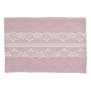 Pastel Roze Wit Kant Textuur Kussensloop