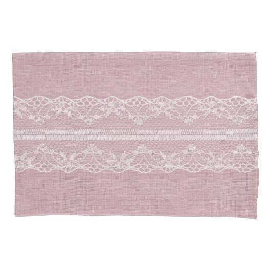 Pastel Roze Wit Kant Textuur Kussensloop (Voorkant)