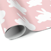 Pastel Roze Wit Konijn Pasen Patroon Gift Cadeaupapier (Rol Hoek)