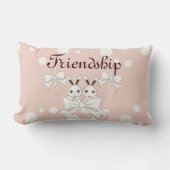Pastel Roze Wit Lint Cute Tweeling Konijn Kinderen Kussen (Voorkant)
