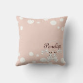 Pastel Roze Wit Lint Tweeling Konijntjes Meisjes K Kussen (Achterkant)