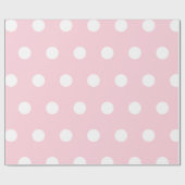 Pastel roze wit medium polka stippen cadeaupapier (Vlak)