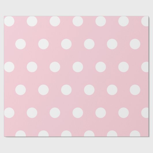 Pastel roze wit medium polka stippen cadeaupapier (Vlak)