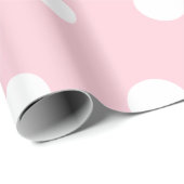 Pastel roze wit medium polka stippen cadeaupapier (Rol Hoek)