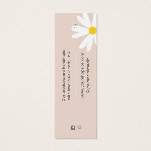 Pastel Roze Wit Retro Daisy Logo Prijs Hang Label Mini Visitekaartjes (Achterkant)