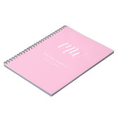 Pastel Roze Wit Script Monogram Eenvoudige Naam Notitieboek (Linkerzijde)