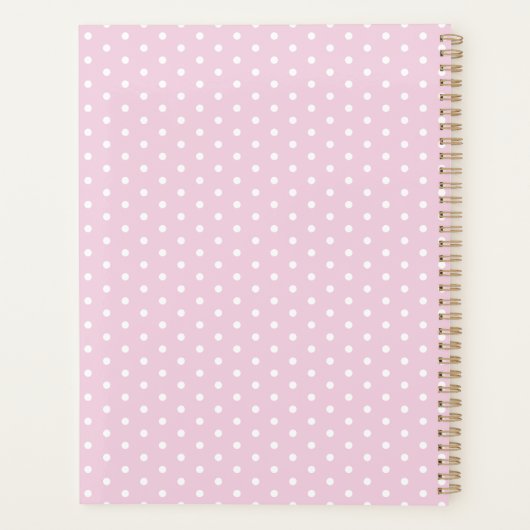 Pastel Roze Wit Stippen Personalized Planner (Achterkant)