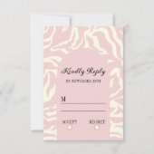 Pastel Roze Wit Wavy Patroon Huwelijk RSVP Kaartje (Voorkant)
