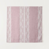 Pastel Roze Witte Kant Textuur Wandkleed (Voorkant (horizontaal))