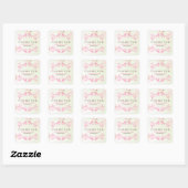 Pastel roze & witte kersenbloesem dank u vierkante sticker (Vel)