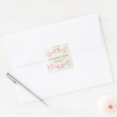 Pastel roze & witte kersenbloesem dank u vierkante sticker (Envelop)