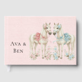 Pastel Roze & Witte Paard bruiloft Gastenboek (Voorkant)