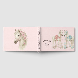 Pastel Roze & Witte Paard bruiloft Gastenboek