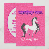 Pastel Roze Witte Paard Verjaardag Uitnodigen Notitiekaartje (Voorkant / Achterkant)