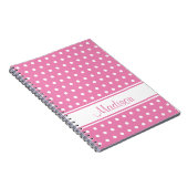 Pastel roze witte poka punpe stripe naam notitieboek (Rechterzijde)