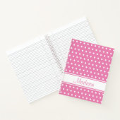 Pastel roze witte poka punpe stripe naam notitieboek (Binnen)