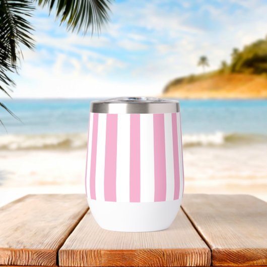 Pastel Roze Witte Strand Cabana Strepen (Strand (Gedraaid) )
