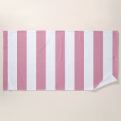 Pastel roze witte streep patroon strandlaken (Voorkant)