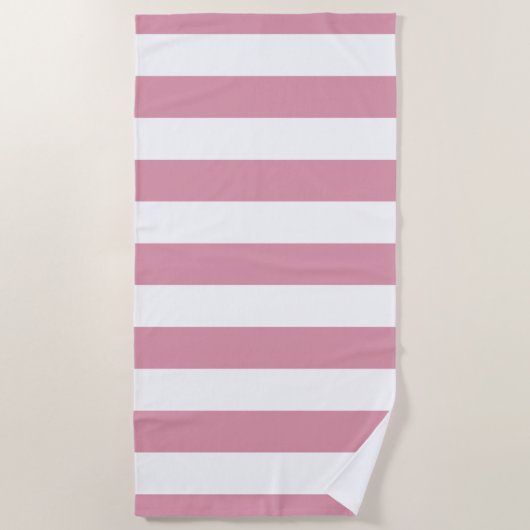 Pastel roze witte streep patroon strandlaken (Voorkant)