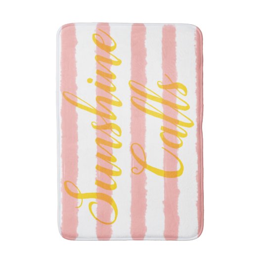 Pastel roze witte strepen badmat (Voorkant Verticaal)