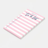 Pastel roze & witte strepen blauw te doen lijst post-it® notes (Schuin)