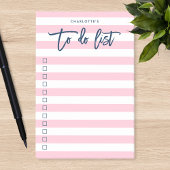 Pastel roze & witte strepen blauw te doen lijst post-it® notes