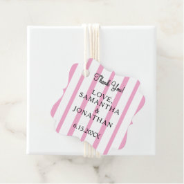 Pastel Roze Witte Strepen Strand Bruiloft Bedankt Bedankjes Labels