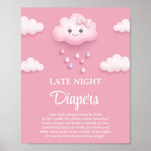 Pastel roze wolk 9 Late Night Luiers spel teken Poster (Voorkant)