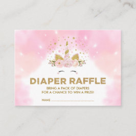 Pastel Roze Wolken Magische Eenhoorn Luier Raffle Informatiekaartje