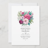 Pastel Roze, Zee Groen en Merlot Zomerbruiloft Kaart (Voorkant)