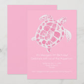 Pastel Roze Zee Schildpad Verjaardagsfeestje Uitno Kaart (Voorkant / Achterkant)