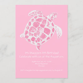Pastel Roze Zee Schildpad Verjaardagsfeestje Uitno Kaart