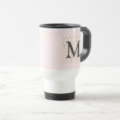Pastel roze zeshoek monogram reisbeker (Voorkant rechts)