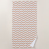 Pastel roze zig zag streep geometrisch strandlaken (Voorkant)
