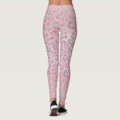 Pastel Roze Zilver Luipaard Print Leggings (Achterkant)