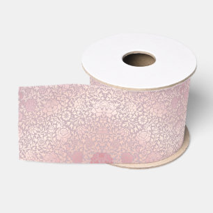 pastel roze zilveren bloem grosgrain lint