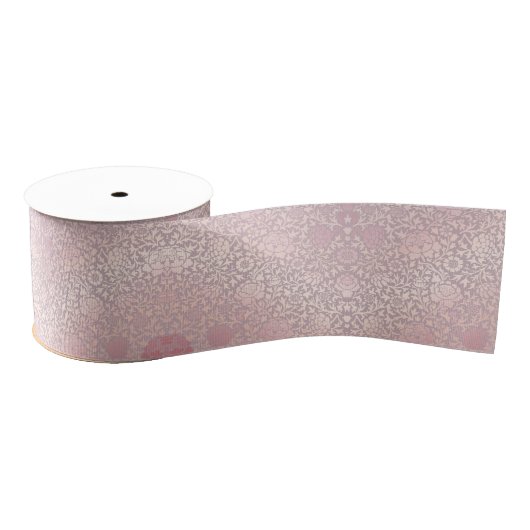pastel roze zilveren bloem grosgrain lint (Spoel)