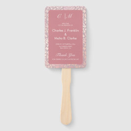 Pastel Roze Zilveren Bloemen Huwelijk Handwaaier