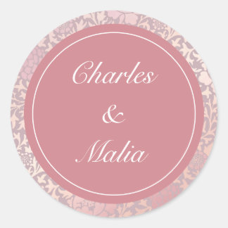  Pastel Roze Zilveren Bloemen Huwelijk Ronde Sticker